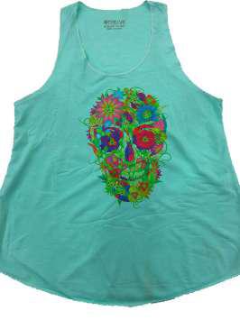 Calavera floral turquesa